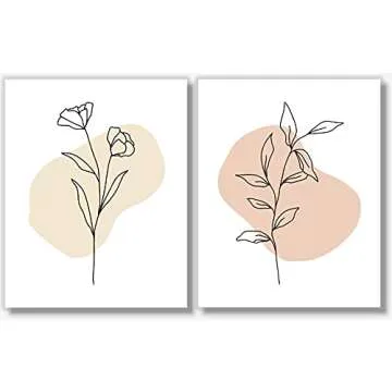 Line Art - Minimalist Decor - Floral Abstract Prints - Set of 6 (8x10) - Unframed