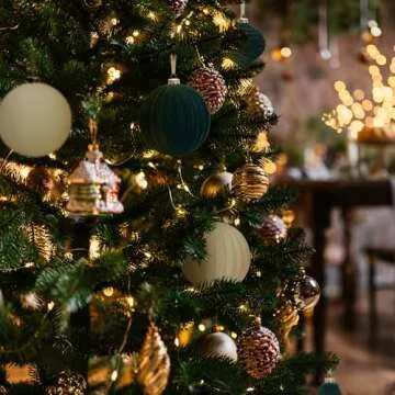 KI Store Velvet Christmas Balls Cream White 25pcs Flocked Christmas Tree Ornaments Assortment for Xmas Tree Holiday Decor