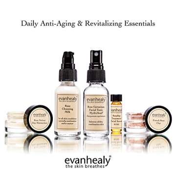 evanhealy Balancing Ritual | Rose Skin Care Set | 5 Piece Travel Face Care Kit for Combination Skin ...