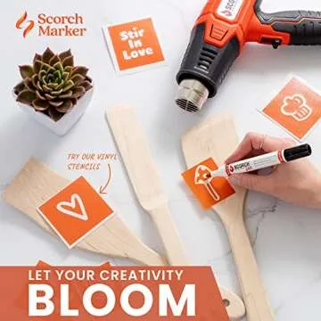 Scorch Marker Maple Spatulas for Woodburning and Pyrography, Spatula Set for Crafting with Scorch Markers, Smooth Maple Cookware for Kitchen Use or Decoration, (Set of 3)