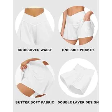 FireSwan Crossover Athletic Shorts - 2 in 1 Flowy Design