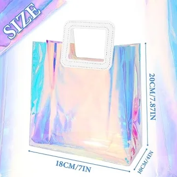 AOBOPLE Holographic Tote Bags - 10 Pcs Reusable Gift Bags