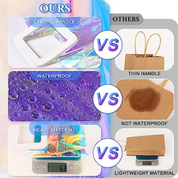 AOBOPLE Holographic Tote Bags - 10 Pcs Reusable Gift Bags