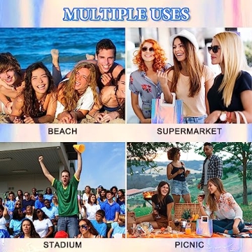 AOBOPLE Holographic Tote Bags - 10 Pcs Reusable Gift Bags