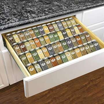 LYNK PROFESSIONAL® Expandable Organizer - Heavy Gauge Steel 4 Tier Spice Rack Insert Tray for Spice...