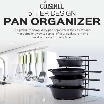 Heavy Duty Pan Organizer Rack - Space Saving Kitchen Storage