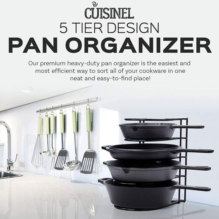 Heavy Duty Pan Organizer Rack - Space Saving Kitchen Storage