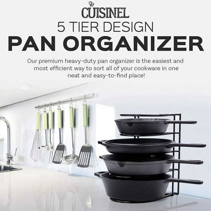 Heavy Duty Pan Organizer Rack - Space Saving Kitchen Storage