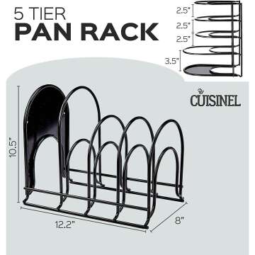Heavy Duty Pan Organizer Rack - Space Saving Kitchen Storage