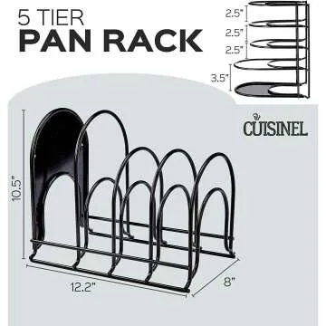 Heavy Duty Pan Organizer Rack - Space Saving Kitchen Storage