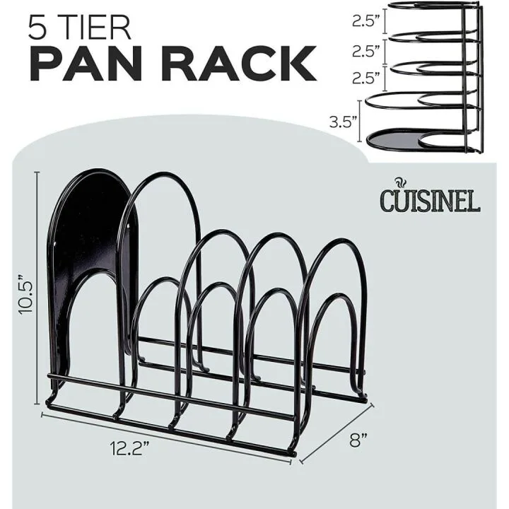 Heavy Duty Pan Organizer Rack - Space Saving Kitchen Storage
