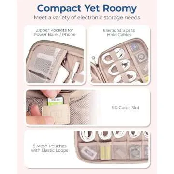 BAGSMART Electronics Organizer Travel Case, Travel Cable Organizer Bag for Travel Essentials, Travel Tech Organizer as Travel Accessories for Women, Cord Organizer for Phone, SD Card, Warm Grey