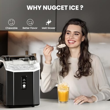 Electactic Nugget Ice Maker Countertop,34lbs/24H,Portable Pebble Ice Maker Machine with Handle,One-Click Operation,Pellet Ice Maker for Home/Office(Black)
