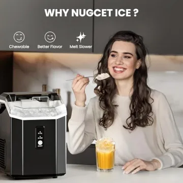 Electactic Nugget Ice Maker Countertop,34lbs/24H,Portable Pebble Ice Maker Machine with Handle,One-Click Operation,Pellet Ice Maker for Home/Office(Black)