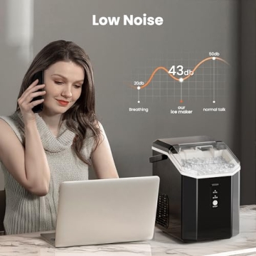 Electactic Nugget Ice Maker Countertop,34lbs/24H,Portable Pebble Ice Maker Machine with Handle,One-Click Operation,Pellet Ice Maker for Home/Office(Black)