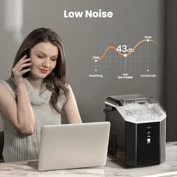 Electactic Nugget Ice Maker Countertop,34lbs/24H,Portable Pebble Ice Maker Machine with Handle,One-Click Operation,Pellet Ice Maker for Home/Office(Black)