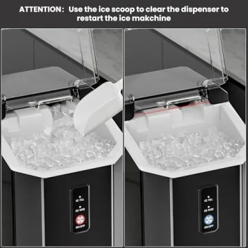 Electactic Nugget Ice Maker Countertop,34lbs/24H,Portable Pebble Ice Maker Machine with Handle,One-Click Operation,Pellet Ice Maker for Home/Office(Black)