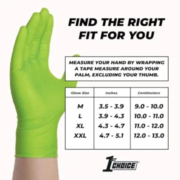 1st Choice 6 mil Mechanic Gloves, Nitrile Gloves Disposable Latex Free - Medium Box of 100 Green Nitrile Disposable Gloves