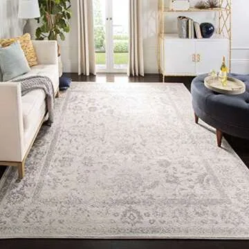 SAFAVIEH Adirondack Collection Area Rug - 9' x 12', Ivory & Silver, Oriental Distressed Design, Non-...