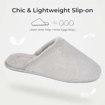 Snug Leaves Women's Fuzzy Scuff Slippers Soft Comfy Memory Foam Non-slip Indoor House Shoes (Grey, Size 7-8)