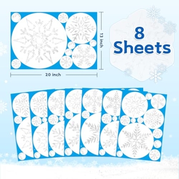 Snowflake Window Clings for Christmas - 8 Sheets