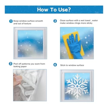 Snowflake Window Clings for Christmas - 8 Sheets