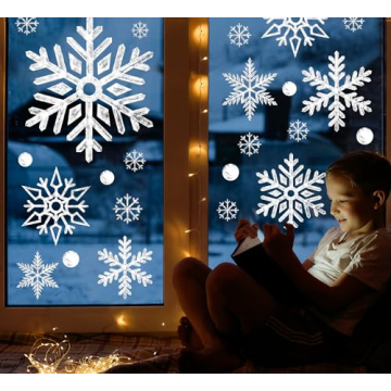 Snowflake Window Clings for Christmas - 8 Sheets