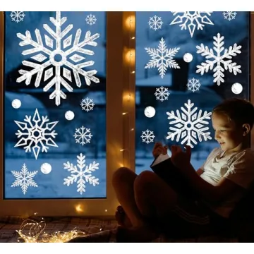 Snowflake Window Clings for Christmas - 8 Sheets