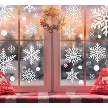 Snowflake Window Clings for Christmas - 8 Sheets
