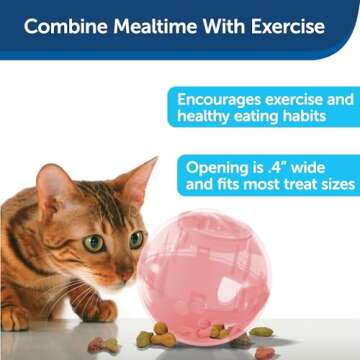 PetSafe Slimcat Feeder Ball - Interactive Game for Your Cat - Fill with Food and Treats - Pink