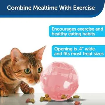 PetSafe Slimcat Feeder Ball - Interactive Game for Your Cat - Fill with Food and Treats - Pink