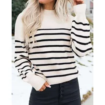 ZESICA Women's Casual Turtleneck Long Lantern Sleeve Oversized Ribbed Knit Pullover Sweater Jumper T...