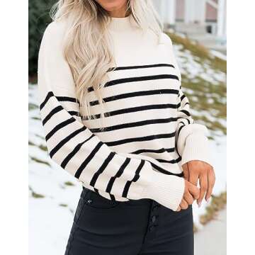 ZESICA Women's Turtleneck Lantern Sleeve Sweater