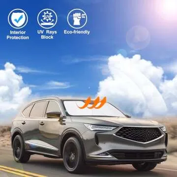 Windshield Sun Shade Custom Fit for 2021 2022 2023 2024 2025 Acura MDX Accessories Foldable Sunshade Sun Blocker Protect Car from Sun Rays & Heat Damage Keep Car Cooler