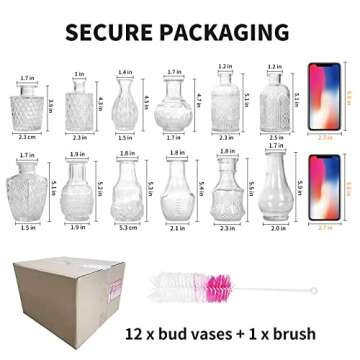 Glass Bud Vase Set of 12 for Weddings and Home Decor