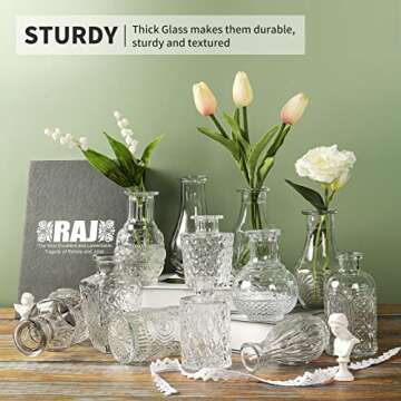 Glass Bud Vase Set of 12 for Weddings and Home Decor