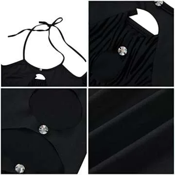 Amiblvowa Hollow Out Dress for Women Sexy Y2k Halter Neck Bodycon Mini Dresses Cut Out Club Party Short Dress Summer Streetwear