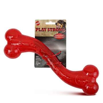 SPOT Play Strong S Bone - Durable TPR, Long Lasting Dog Chew for Aggressive Chewers, Hollow Center to Hide Treats, Virtually Indestructible Toy for Large Dogs & Puppies up to 90lbs - 12 inch