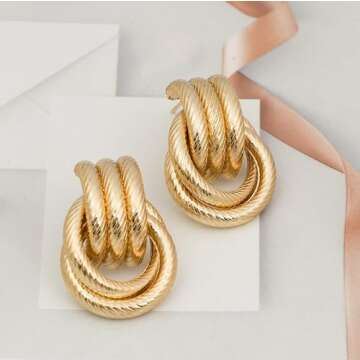 Chunky Knot Earrings - Extra Large Gold Statement Jewelry