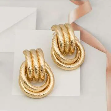 Chunky Knot Earrings - Extra Large Gold Statement Jewelry