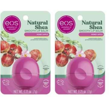 EOS Natural Shea Lip Balm - Honey Apple, All-Day Moisture, Sensitive Skin - Pack of 2