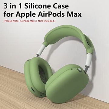 Silicone Case Cover for AirPods Max Headphones,Ear Pad Case Cover/Ear Cups Cover/Headband Cover for AirPods Max (USB-C/Lightning)(2024/2020),Accessories Silicone Protector for Apple AirPods Max, Green