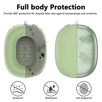 Silicone Case Cover for AirPods Max Headphones,Ear Pad Case Cover/Ear Cups Cover/Headband Cover for AirPods Max (USB-C/Lightning)(2024/2020),Accessories Silicone Protector for Apple AirPods Max, Green