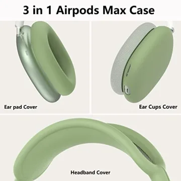Silicone Case Cover for AirPods Max Headphones,Ear Pad Case Cover/Ear Cups Cover/Headband Cover for AirPods Max (USB-C/Lightning)(2024/2020),Accessories Silicone Protector for Apple AirPods Max, Green