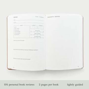 KUNITSA CO. Reading Journal for Avid Readers (104 reviews). Gift for Book Lovers. Review and Track Y...