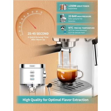 Gevi Espresso Machine 20 Bar High Pressure For Home