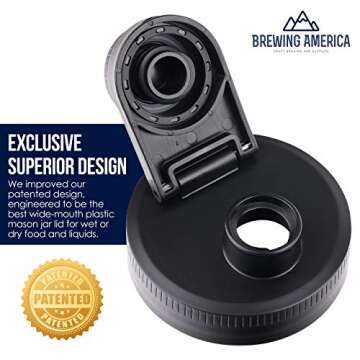 Mason Jar Lids Wide Mouth Plastic 4 pack-USA Made-Flip Cap Screw Top Pour Spout Drink Hole - Leak-pr...