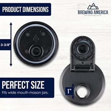 Mason Jar Lids Wide Mouth Plastic 4 pack-USA Made-Flip Cap Screw Top Pour Spout Drink Hole - Leak-proof for Kerr and Ball Canning Jars - Airtight for Drinks to Go and Controlled Pouring - Black