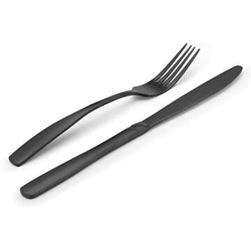 Matte Black Silverware Set, Bysta 20-Piece Stainless Steel Flatware Set, Kitchen Utensil Set Service for 4, Tableware Cutlery Set for Home and Restaurant, Satin Finish, Dishwasher Safe