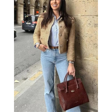 Stylish Hathne Women's Tweed Blazer with Pockets